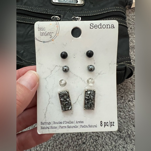 Rosetti Black “SAGE” Handbag/crossbody with Silver Accents NWT & earrings NWT - Picture 2 of 13